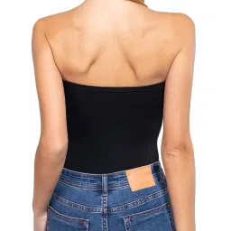 fashionmille Women Tube Bandeau Cotton Spandex Jersey Bodysuit Strapless Top image 2
