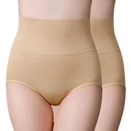 rsp thakore enterprise High-Waist Seamless Tummy Control Underwear, Nude Beige, Breathable Mesh image 4