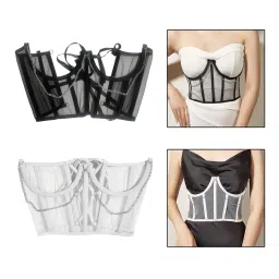 snappsy Lace Corset Belt Waistband Girdle Adjustable Push up Boned Wide Belt Black image 3