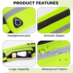 Kraptick Running Waist Belt | Adjustable, Waterproof & Sweatproof Jogging Belt | Sports Waist Pouch for Phone, Keys & Money | Lightweight Fitness Belt for Running, Gym, Cycling & Walking (Green) image 3