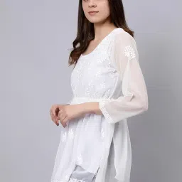 seva chikan Hand Embroidered Georgette Lucknowi Chikankari Top with Slip SCL9083 image 3