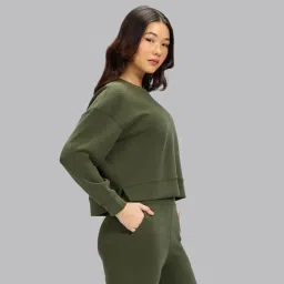 blissclub Women Polyester Barebutter Pullover, Drop Shoulder, Relaxed Fit, Marshmallow Comfort, Super Soft, Round Neck image 2