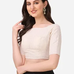 oomph! Stretchable Half Sleeve Readymade Blouse for Women, Regular Lycra image 2