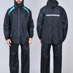rupa Mens Rainwear For Men, Waterproof Nylon Blended Rain Standard Length Jacket With Pants And Carry Bag, Pack Of 1 image 3