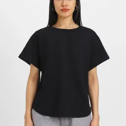 juneberry Pure 100% Cotton Oversized Loose Baggy Fit Round Neck with Drop Shoulder Half Sleeves Boyfriend T-Shirt Combo for Women & Girls (Pack of 2) image 1