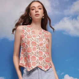 amazon brand - inkast Women's Floral Regular Fit Vest image 1