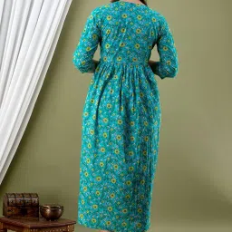 tulsiram cottons Women's Pure Cotton Floral Printed Maternity Gown/Maternity Wear/Feeding Gown A-line Maternity Feeding Dress Maternity Kurti Gown for Women image 3