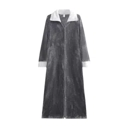 the style sutra Wearable Blanket Sweatshirt Long Zipper Front Nightgown Thick Onesie Pajamas Men Light Grey White XL image 4