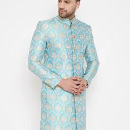 vastramay Men's Silk Blend Straight Fit Straight Sherwani image 1