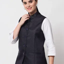 vastraa fusion Women's Cotton-Blended Handloom Quality Indian Traditional Nehru Jacket/Waistcoat (TS1412D) image 1