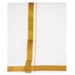 qwid Mens Dhoti Cotton 2 Mtrs Fancy Border Dhothi/Vesti/Mundu White Colour Pack of 1 image 5