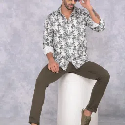 crimsoune club Men's Olive 100% Cotton Printed Shirt image 5