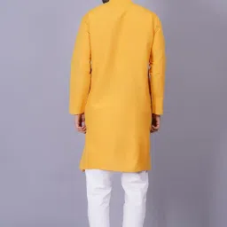 febri Men's Cotton Ethnic Special Haldi Yellow Kurta | Casual Kurta for Men image 5