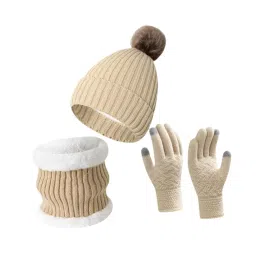 club bollywood The Style SutraWinter Hat Scarf Gloves Set Winter Cap Neck Warmer for Running Skiing Hiking Beige|Clothing, Shoes & Accessories | Womens Accessories | Hats image 3