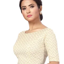 studio shringaar Women's Readymade Pure Cotton Woven Elbow Length Sleeves Saree Blouse image 1