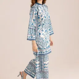 modestouze attires Co Ord Set for Women Stylish Co Order Set for Women - Poly Rayon Long Sleeves Turkish Co Ord Mandarin Neck Floral Print Western Cot, Wear as Office Coat, Travel Coord image 2