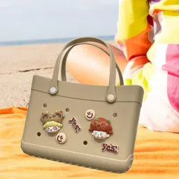 calandis Beach Bag Creative Supplies Portable Pouch Beach Tote for Travel Party Khaki image 3