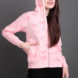 city fashion Women’s Winter Fleece Hoodie Sweatshirt – Warm Zipper with Front Pockets, Printed Casual Stylish Hooded Jacket image 4