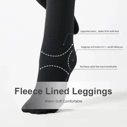 lebami Fleece Lined Stockings for Women Stretchy Solid High Waisted Tights Winter Warm Thick Thermal Pants image 5