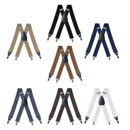 enakshi (label) Men's Suspenders Elastic Straps Solid Heavy Duty 4 Clips Adjustable Uni Black|Clothing Shoes & Accessories | Mens Accessories |Suspenders, Braces|1 Suspenders image 1