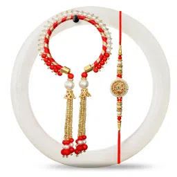 tied ribbons Rakhi for Brother - Set of 2 Krishna Ganesh Rakhi for Brother Bhaiya Bhabhi Men Boys Kids with Greeting Card and Tikka - Rakhi for Rakshabandhan image 2