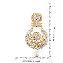 peora Traditional Jewellery 18K Gold Plated Handcrafted AD Pearl Chandbali Earrings for Women & Girls image 2