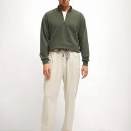the bear house Men's Cotton Solid Relax Fit High Neck Sweatshirt image 3