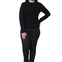 indiweaves Women Super Warm Wool Solid Sweater for Winter (Pack of 1) Black image 1
