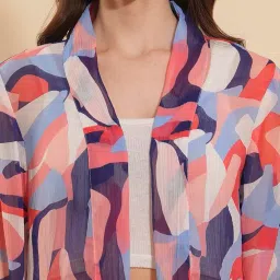 masalli fashion Women's Polyester Printed Open-Front Long Shrug image 3