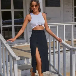 greciilooks Denim Skirt for Women | Long Skirt for Women | Skirt for Women | Skirt for Women Long Length | Pencil Skirt for Women image 2