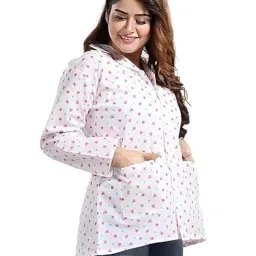 abrav Women's Cotton Printed Summer Coat with 2 Front Side Pockets for Sun Protection & Dust Pollution image 2