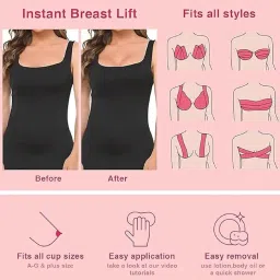 snmmifer Boob Tape for Breast Lift with 10 Satin Nipple Pasties and 36 Fashion Tapes for Clothes (Beige) image 5