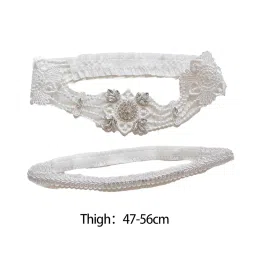 shopora 2Pcs Bride Lace Garter Thigh Garters With Rhinestones For Party Stage Women 47-56Cm | Womens Clothing | Intimates & Sleep | Garter Belts image 2