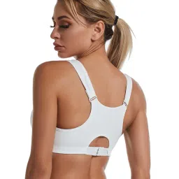 plumbury Polyamide Women's Medium Impact Padded Front Zip Racerback Sports Bra With Adjustable Strap image 2