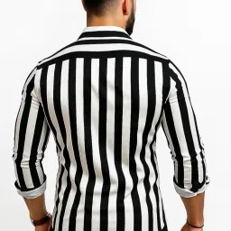 uiriuy Men's Slim Fit Vertical Stripe Casual Shirt – Full Sleeve Button-Down Stretch Cotton Shirt for Stylish Everyday Wear image 3