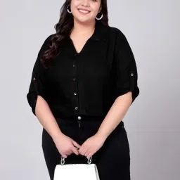 indietoga Women's Plus Size Solid Rayon Longline Casual Shirts (2XL to 7XL) image 2