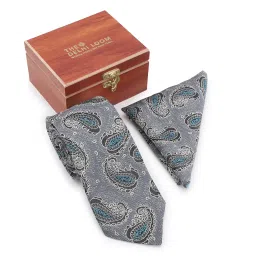 the delhi loom – Premium Paisley Collection – Men’s Micro Silk Tie & Pocket Square Gift Set – Elegant Woven Neckties in Wooden Box – For Wedding, Office & Gifting image 4