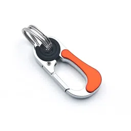 omuda Stylish Hook Locking Silver Metal Carabiner Double Ring Hook Metal Key Chain for Men & Women image 4