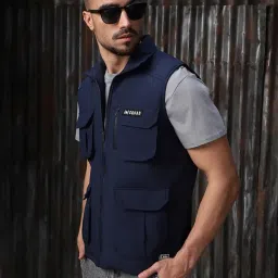 high star clothing High Star Men Polyester Printed Regular fit Collar Sleeveless Jackets 99 image 1