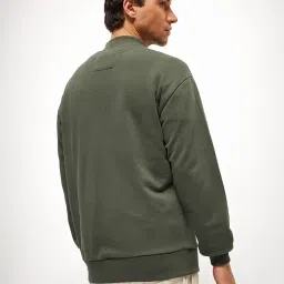 the bear house Men's Cotton Solid Relax Fit High Neck Sweatshirt image 1