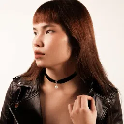 sacina Gothic Pearl Choker, Pearl Choker Necklace, Black Choker, Black Velvet Choker, Gothic Choker, Halloween Christmas New Year Jewelry Gift For Women, Stainless Steel, No Gemstone image 1