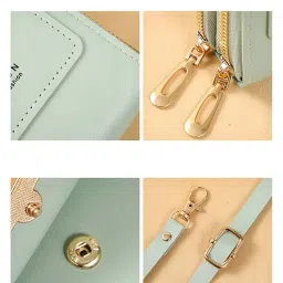 xfopz Small Crossbody Cell Phone Purse for Women, Mini Messenger Shoulder Handbag Wallet with Credit Card Slots (Green) image 3