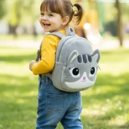 blingnbeats Kids Soft Cartoon Animal Travelling School Standard 2 Compartment Backpack Bag Soft Plush Backpacks Boys Girls For 2 To 5 Years Nursery,Preschool image 1
