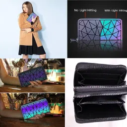 CHAMBYAL Holographic Wallet for Girls, Magical Color Changing Clutch Holographic Long Wallet with Two Secure Zippers image 5
