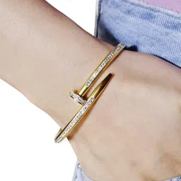 shining diva fashion Latest Stylish 2 Pcs Combo Stainless Steel Bangle Gift Bracelet for Women and Girls image 1