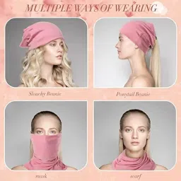 paropkar ⭐ Under Scarf Hijab Cap Turban Head Wraps Scarf Solid Colour Unisex Stretch Dreadlocks Tube Neck Gaiter Bandana image 4