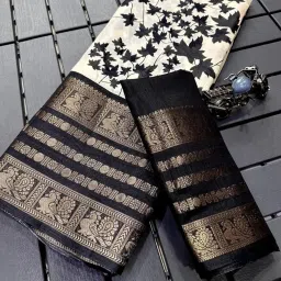 superlaxmi Women's Floral Printed Dola Silk Saree with Blouse Piece image 2