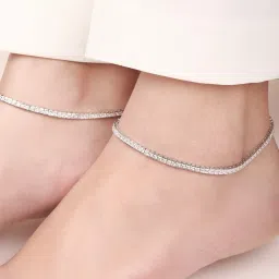 zavya 925 Sterling Silver Rhodium Plated Anklet | Gifts for Women & Girls | With Certificate of Authenticity and 925 Hallmark image 1