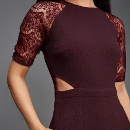 miss chase Women's Half Sleeve Solid Waist Cut-Out Regular Length Pocketed Jumpsuit image 4