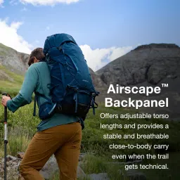 osprey Kestrel 68L Men's Backpacking Backpack, Black, S/M image 2